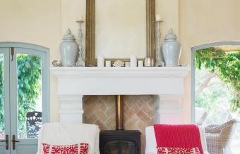 Luxury living room with wood stove