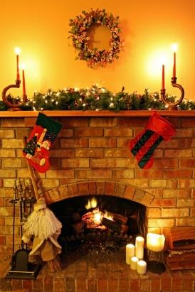 Faux greenery and flameless candles