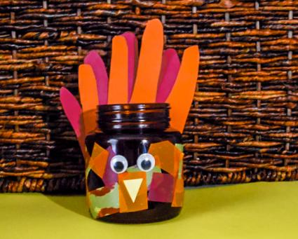 handprint turkey candle craft