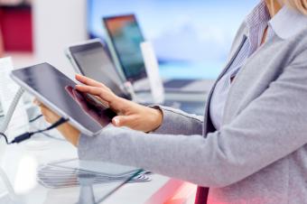 tablet display in electronics store