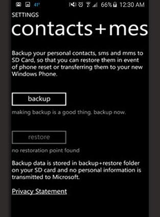 Connect+Message Backup App