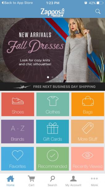 Screenshot of Zappos Mobile Shopping App