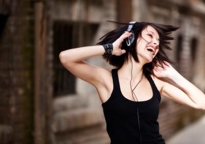 Woman enjoying music