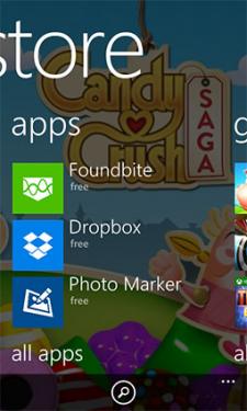 Screenshot of Windows phone app store