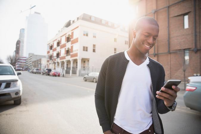 Happy cell phone user