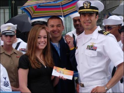 Lt. Jeremy Vellon thanking Brittany and Robbie Bergquist
