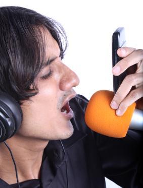Man recording a professional cell phone ringtone