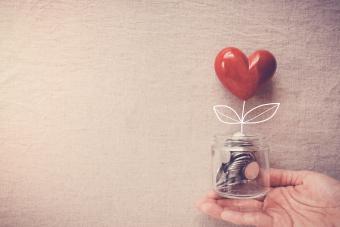 Donation jar with heart