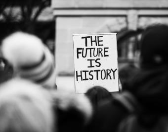 The future is history sign