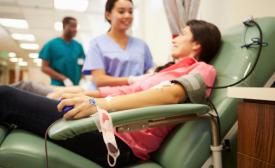 woman donating blood