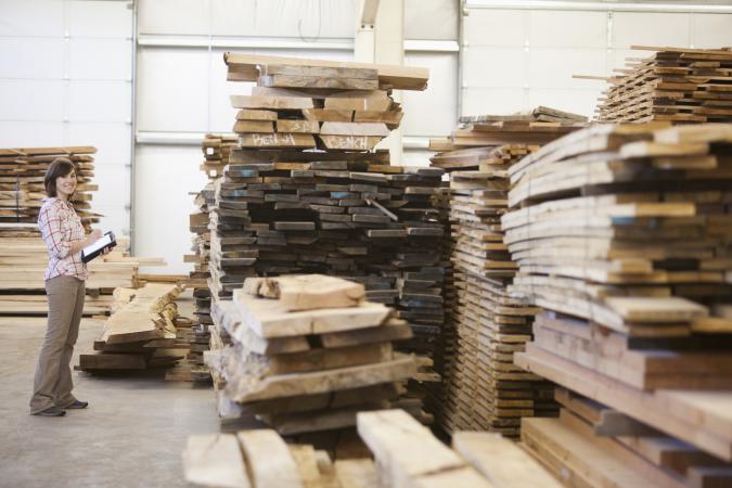 lumber in warehouse