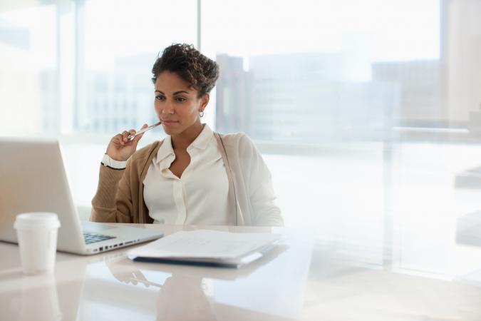 woman using laptop