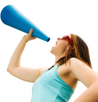 Cheerleader with megaphone