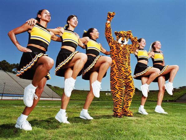 Cheerleaders and mascot