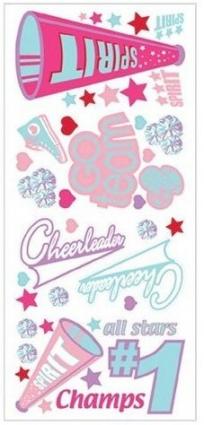 Cheerleading appliques for the wall.