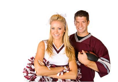 Male cheerleading uniforms are similar to female uniforms.