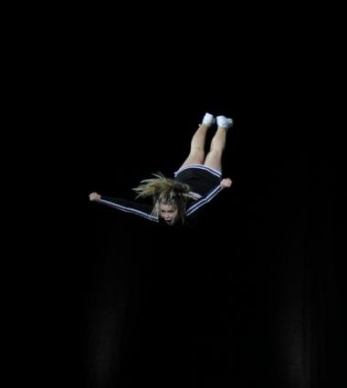 Girl flying through the air