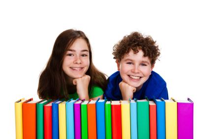Children with colorful books