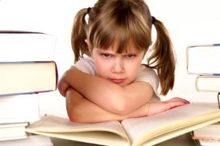 angry girl with book