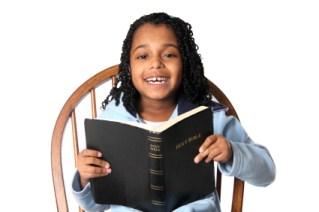 Girl reading Bible