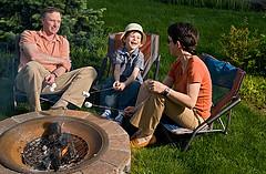 family around campfire