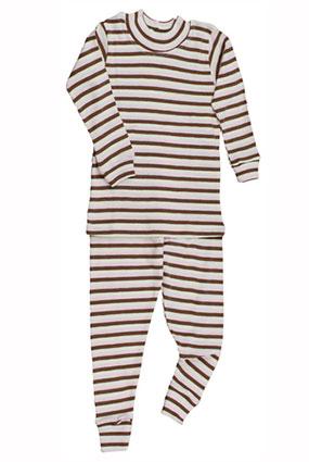 Garden Kids Clothing Cocoa & Pink Stripe Long Johns