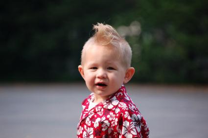 Boy in Hawaiian shirt
