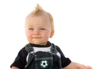 cute baby boy in overalls