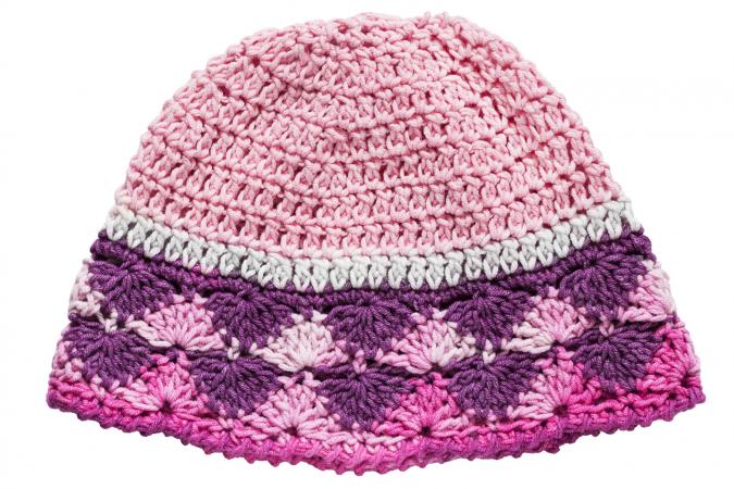 Pink crocheted baby hat