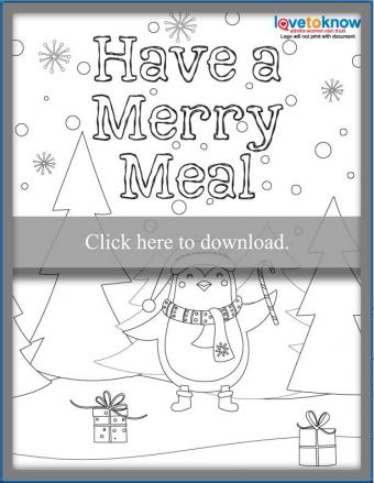 Kids themed Christmas dinner Menu