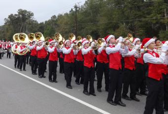 Band playing in Christmas parade