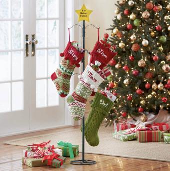 Glitzhome Galvanized House Christmas Stocking Holder In Silver