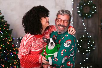 couple having fun at Christmas