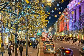 Christmas Shopping In the evening with all the christmas lights