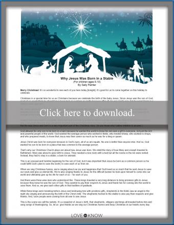 Why Jesus was Born in a Stable Printable