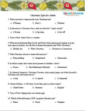 Christmas Trivia Questions And Answers Multiple Choice : Take our