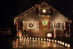 yard decorated for Christmas