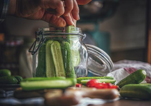 Preserving Organic Cucumbers in Jars