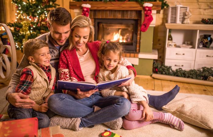 Family reading religious stories