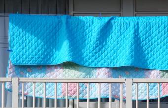 Blanket hanging at balcony