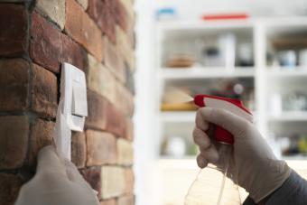 cleaning interior brick with spray cleaner