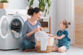 Family doing laundry