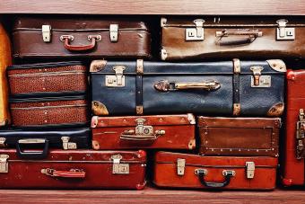 Pile of vintage suitcases