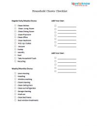 household chores checklist