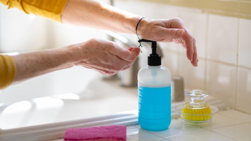 Homemade dish soap in kitchen