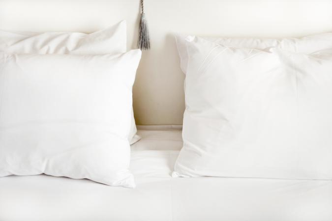 White pillows on bed