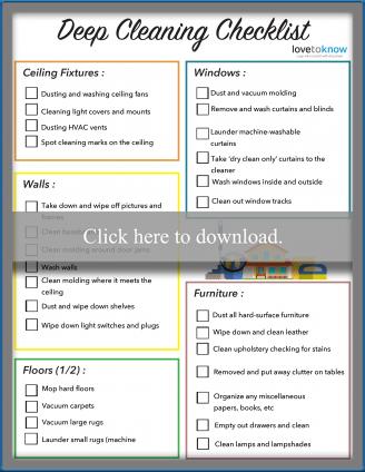 Deep cleaning checklist printable PDF