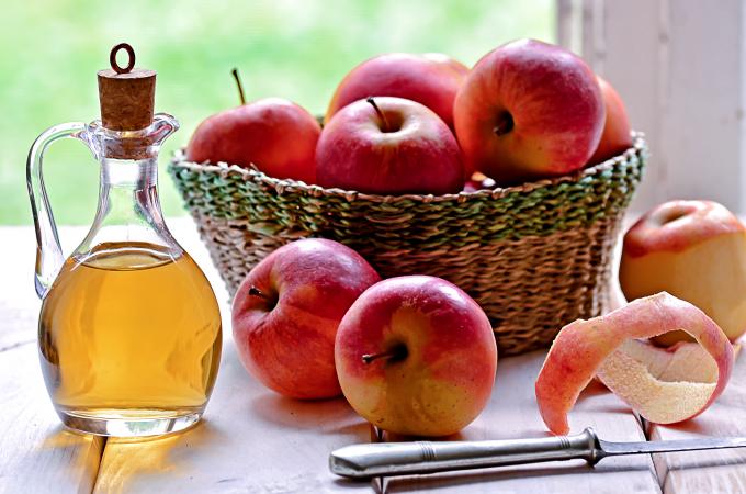 Bottle of organic apple vinegar