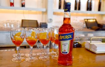 Aperol drinks on display during Aperitivo