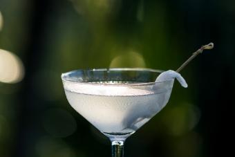 Close up of glass of coconut martini